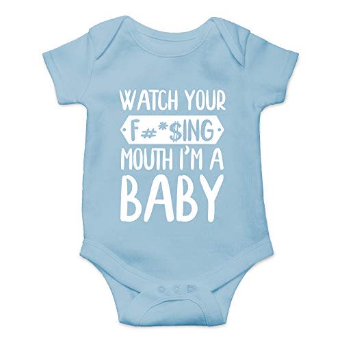 CBTwear Watch Your Mouth, I'm A Baby - Baby Clothes - Funny Newborn Bodysuit Outfits for Boys and Girls