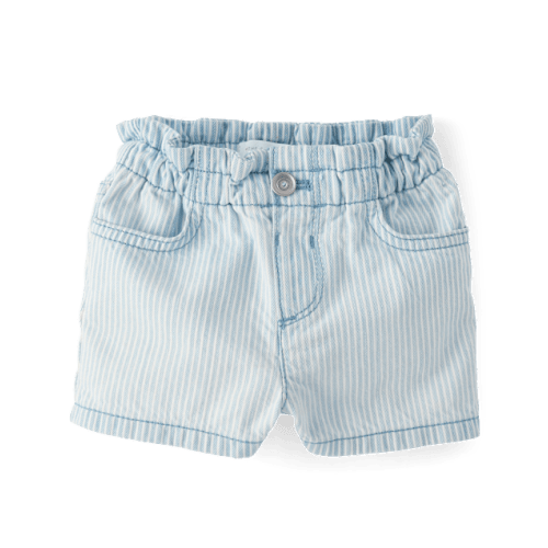 Baby And Toddler Girls Railroad Striped Shortie Jean Shorts - Blue