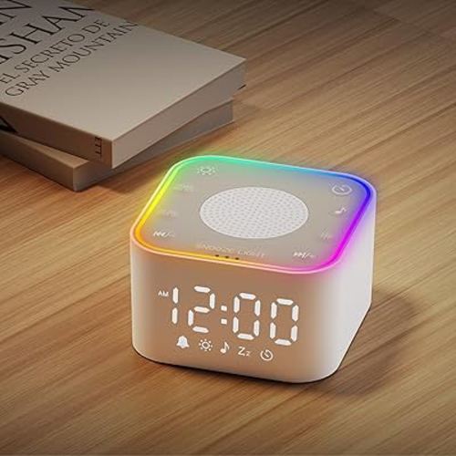White Noise Sound Machine: 30 Non-Looping Sleep Sound Therapy for Adults - Noise Canceling for Bedroom, Adjustable Night Light & Timer, Built-in Alarm Clock