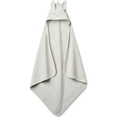 Baby Hooded Towel – Organic Cotton Baby Bath Towels – Baby Towels for Baby Boy, Baby Girl, Large 32" x 32" Super-Soft and Absorbent Baby Towels for Newborn (Rabbit - Pearl Grey)