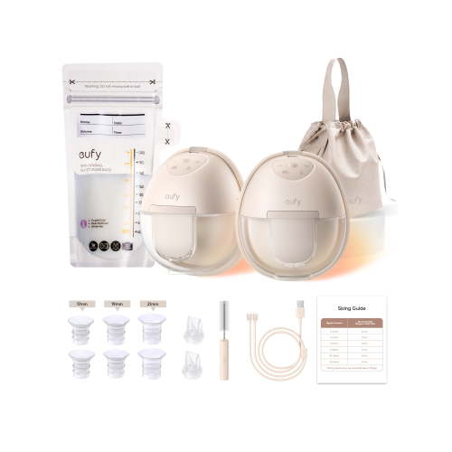 eufy Heated Wearable Breast Pump S1 Pro with Milk Storage Bag (120 Pieces), Hands-Free with Industry-Leading HeatFlow Tech,Hospital-Grade Suction, App-Control, in-Bra Use