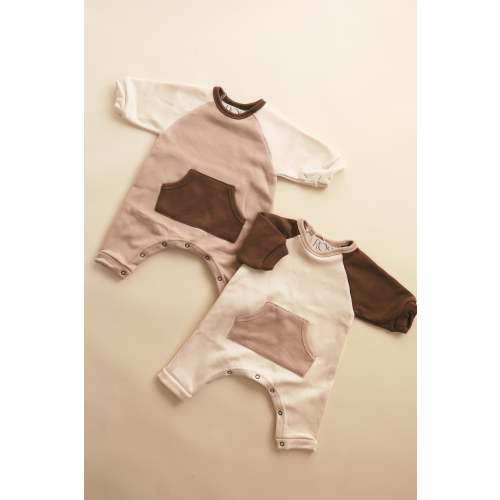 Color block Jumpsuit - Brown Sleeve