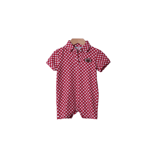 Maroon Gingham French Knot Football Jon Jon