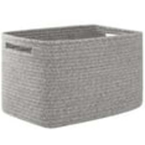 Cherishgard Home Essentials Shelf-Mounted Cotton Rope Woven Storage Basket, Gray