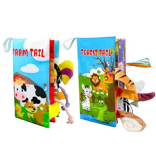 Richgv Baby Toys 0-6 Months, Crinkle Books for Babies 2PCS Infant Tummy Time Toy 6 to 12 Months Touch Feel Book Gifts for Boy Girl 0-3 Month Christmas Stocking Stuffer