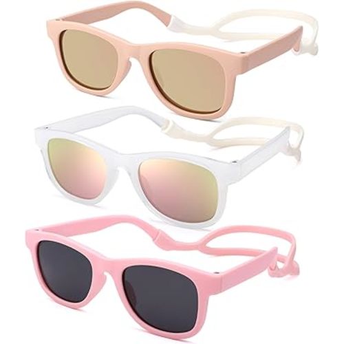 COASION Bendable Flexible Polarized Newborn Baby Sunglasses with Silicon Strap for Infant Boys Girls Age 0-12 Months CA9042