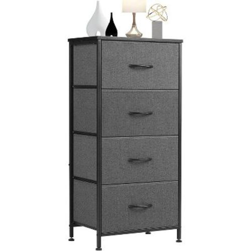 MyDepot 4 Drawer Fabric Dresser – Wood Top, Steel Frame for Bedroom, Entryway & Kids