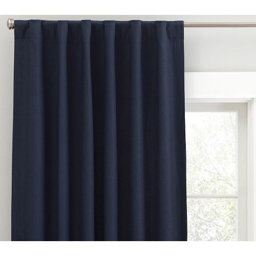 Quincy Cotton Canvas Blackout Curtain, 84inch Navy