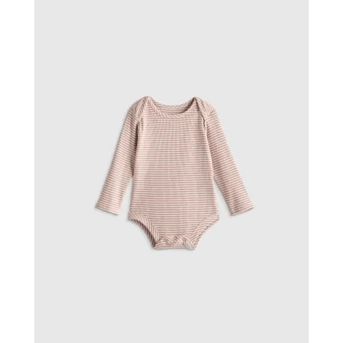 Softest Rib Long Sleeve Bodysuit in Lilac Stripe