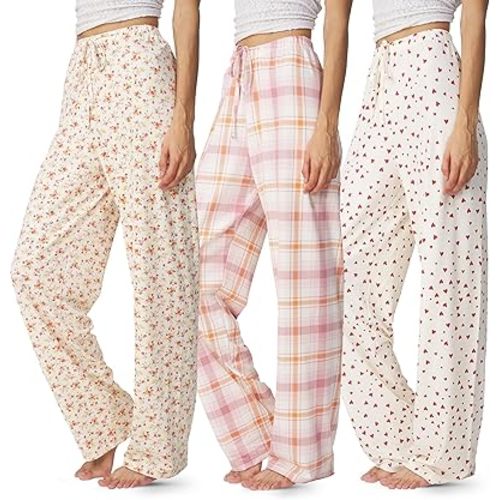 Ultra Performance Womens Pajama PJ Pants 3 Pack Lounge Bottoms Pajamas for Women (Avail in Plus Sizes)