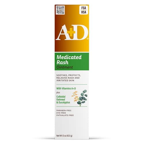 A+D Medicated Rash Ointment 1.5 oz Relieves Rash & Skin Irritated Skin from Poison Ivy, Eczema, Beard, Bikini, Dry Skin, Chapped Skin, bug bites. Made with Colloidal Oatmeal