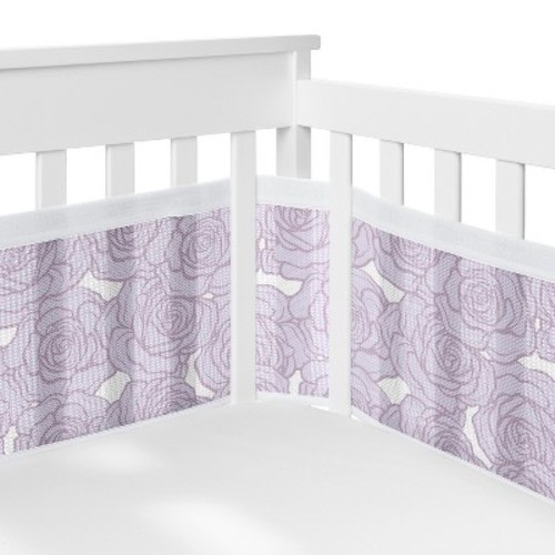 Sweet Jojo Designs Girl BreathableBaby Breathable Mesh Crib Liner Baby Nursery Rose Lavender Purple