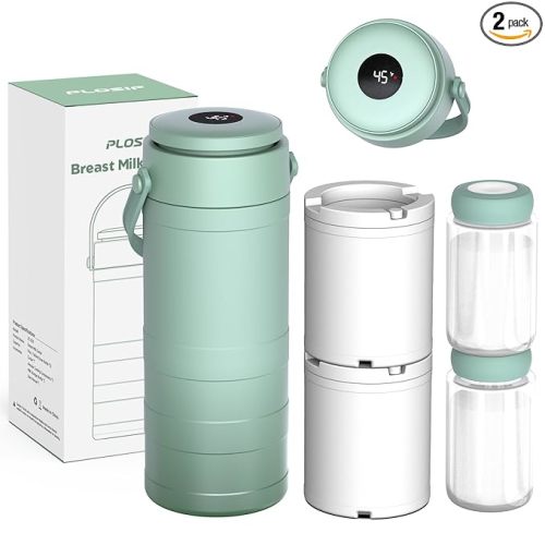 Portable Breast Milk Cooler, 24H 360° Cooling, Digital Temp Display, 22oz Capacity with 2 BPA-Free Bottles, CPC Certified for Outdoor Travel & Commute