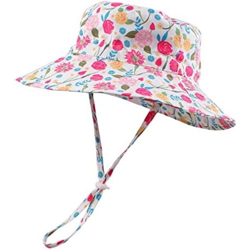 Peecabe Summer Baby Sun Hat for Boys Girls UPF 50+ Wide Brim Toddle Bucket Hat Adjustable Baby Beach Cap 0-8 Years
