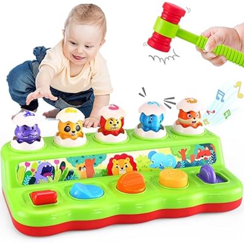 Yerloa Interactive Pop Up Animals Eggs Toy with Music & Sound, Early Developmental Educational Toys for 1 Year Old Boy Girl Birthday Gift, Sensory Pop Up Toys for Toddlers 1-3 Baby 6 9 12 18 Month Old