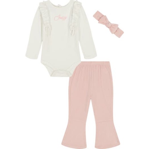 Juicy Couture Ruffle Bodysuit, Flare Leggings & Headband Set | Nordstromrack