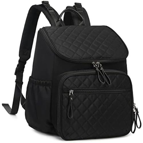 LORADI Lightweight Diaper Bag Backpack with Stroller Clips, Insulated Pockets, Baby Shower Essentials, Compact, Black