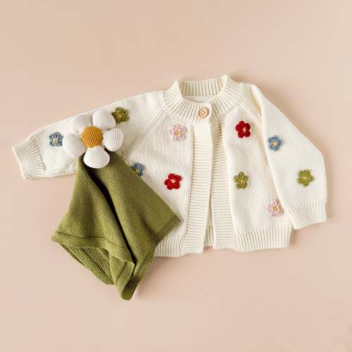 Cotton Flower Cardigan and Lovey