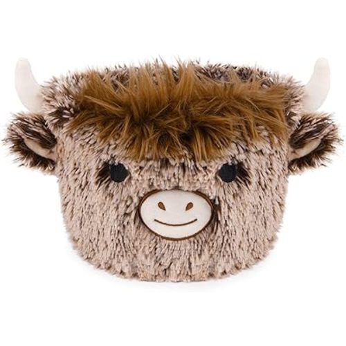 Highland Cow Plush Basket, Highland Cow Gift Basket for Nursery, Soft Winter Small Baby Blanket 0rganizer Storage, Cute Baby Blanket Diapers Candy Towel Decor Storage Bins, 8.2×6.3 inches