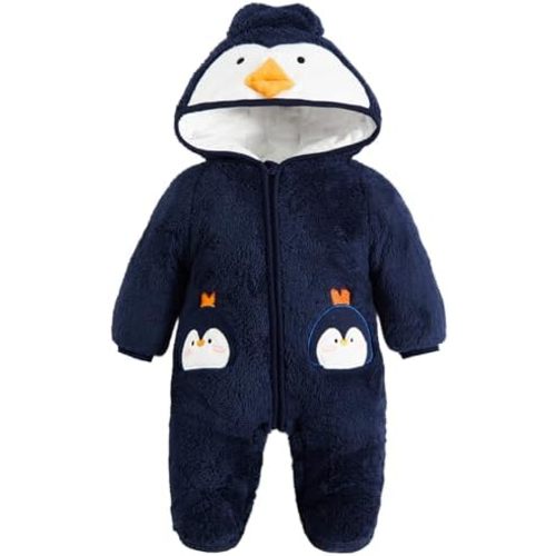 JiAmy Baby Snowsuit Newborn Girl Boy Fleece Outfits Baby Animals Hooded Winter Romper Jumpsuit Clothes