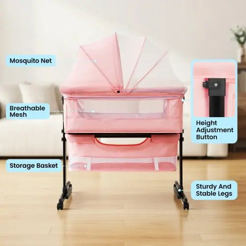 Baby Bassinet, Baby Basinet Bedside Sleeper, Easy to Fold Portable Crib Side Bassinet new Style Girl/boy bassinets,DealsForYouDays - TikTok Shop