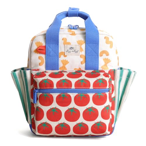 Itzy Ritzy Toddler Backpack, Baby Daycare Bag w/Spacious Interior (Pasta) | Adjustable Straps, Wipeable Lining, 2 Side Pockets, Front Zipper, & Name Label - Keeps Essentials Organized for Daily Travel