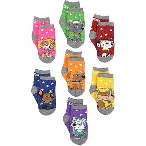 Paw Patrol Boys Girls 7 pack Socks with Grippers (Shoe: 4-7 (Sock: 2-4), Grey/Multi)