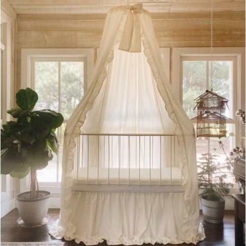 Ivory Farmhouse Ruffled Crib Canopy Set