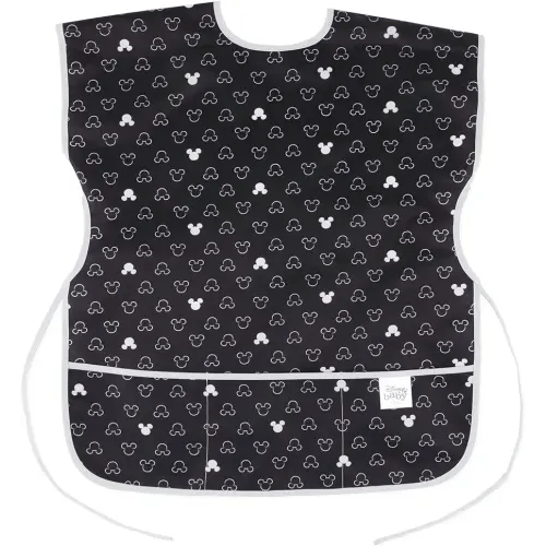 Bumkins Disney Short Sleeve Smock, Toddler Reusable Waterproof Bib for Girls and Boys 3-7 Years, Junior Childrens, Kids Paint Apron, Arts, Crafts and Play with Pocket, Soft Fabric, Mickey Mouse Icon