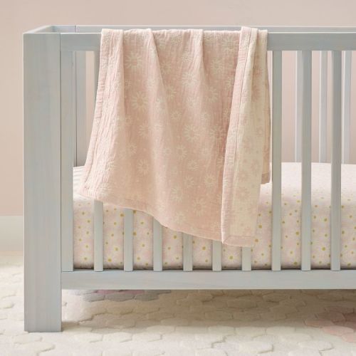 Reversible Gauze Daisy Baby Blanket
