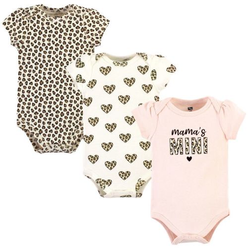 6-9 MONTHS Hudson Baby Infant Girl Cotton Bodysuits, Leopard Hearts