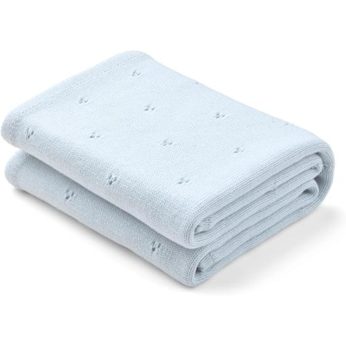 Organic Cotton Blanket 30" x 40" - Pointelle Knitted Baby Blankets for Boys and Girls - Light and Soft Blanket for Babies (Baby Blue)