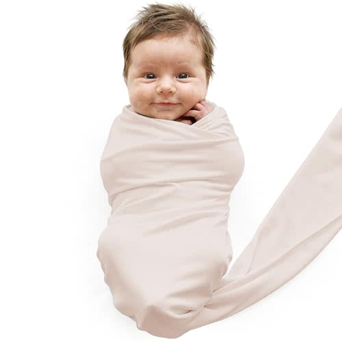Caden Lane Baby Swaddle & Receiving Blanket, Soft, Breathable & Temperature-Regulating Bamboo Viscose Fabric for Swaddling Newborns, Gender Neutral Infant Blanket for Boys & Girls, Pale Pink
