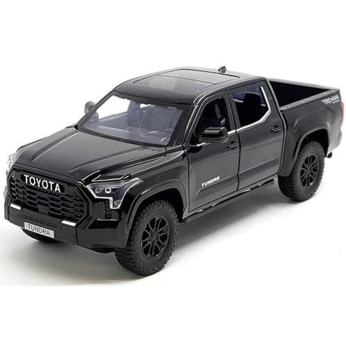 2023 Tundra TRD 4x4 Pickup Truck Black with Sunroof and Wheel Rack 1/24 Diecast Model Car H08555R-BK