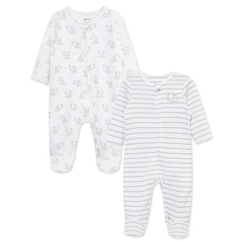 Baby Elephants 2-Way-Zip Footies (2-Pack)