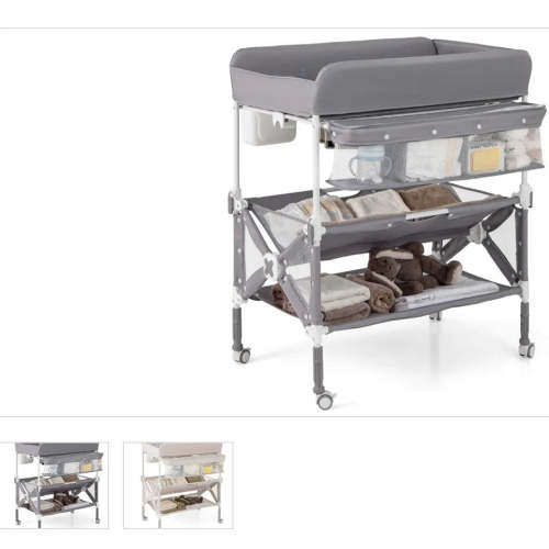 Costway Portable Baby Changing Table With Wheels - Adjustable Height