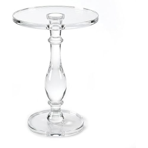 Acrylic End Table,Acrylic Side Table,Modern Nightstand with Clear Small Round Top and Solid Post for Living Room,Bedroom and Lobby 18.9x18.9x23.6High inches