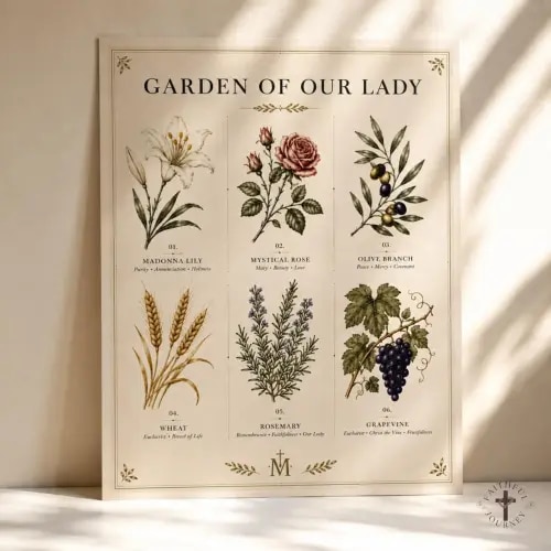 Garden of Our Lady botanical poster Rolled Posters, |floral art print, vintage herb chart 12" x 16" Vertical