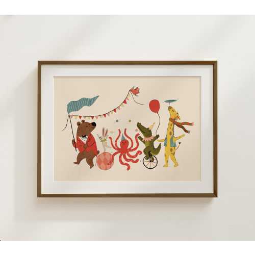 Animal Circus Parade Print: Whimsical Nursery Wall Art, Kids Room Decor