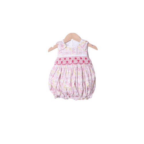 Smocked Heirloom Spring Floral Bow Bubble