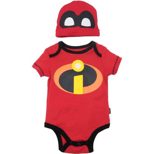 Disney Pixar Monsters Inc Incredibles Toy Story Mickey Mouse Pooh Lilo & Stitch Baby Bodysuit and Hat Set Newborn to Infant, Color: Incredibles, Size: 0-3 months