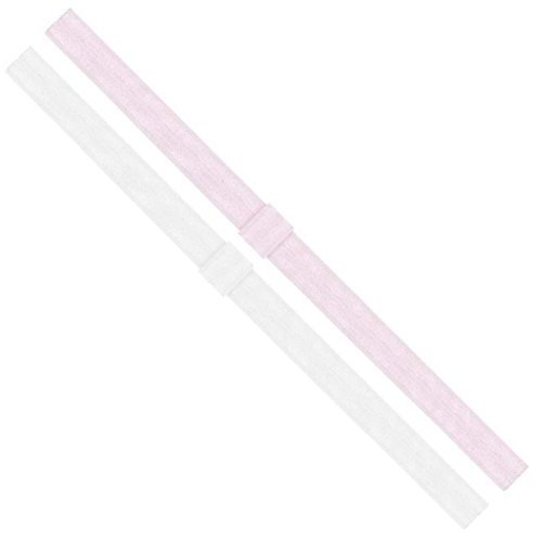 Baby Girls' Two Add-A-Bow Baby Elastic Head Bands - White and Light Pink (6-24 months)
