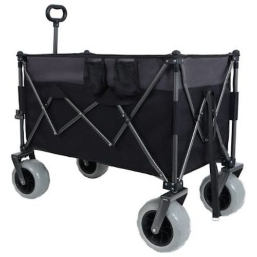 9" x 4" All-Terrain Balloon Wheels! 300L XL Heavy-Duty Folding Wagon Cart Black/Gray