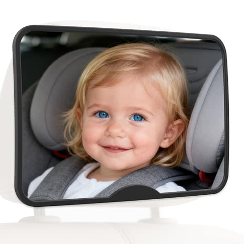 Baby Car Mirror, Safety Car Seat Mirror for Rear Facing Infant Black | Clear Wide View, Easily Observe the Baby Move, Secure, Shatterproof, Easy Install, Perfect