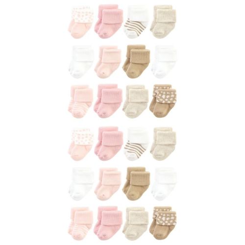 Hudson Baby Cotton Rich Baby Terry Socks 24-Pack, Pink Cheetah, 0-6 Months
