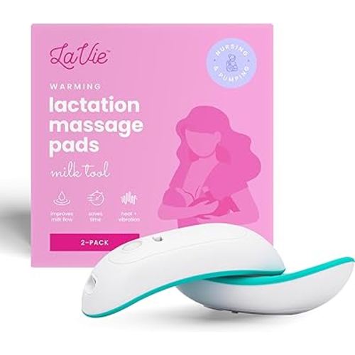 LaVie Lactation Massager with Warming for Breastfeeding with Heat and Vibration for Clogged Ducts, Improved Milk Flow, and Engorged Breast Relief | Breast Warmers for Pumping 2 Pack