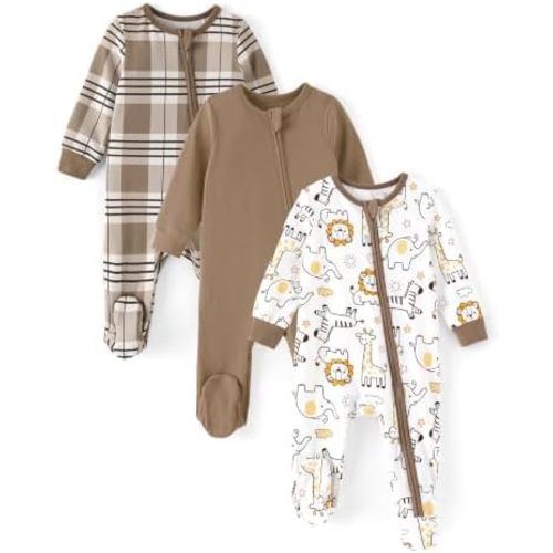 PATPAT Cotton Baby Footie Pajamas, Baby Sleepers for Boys & Girls