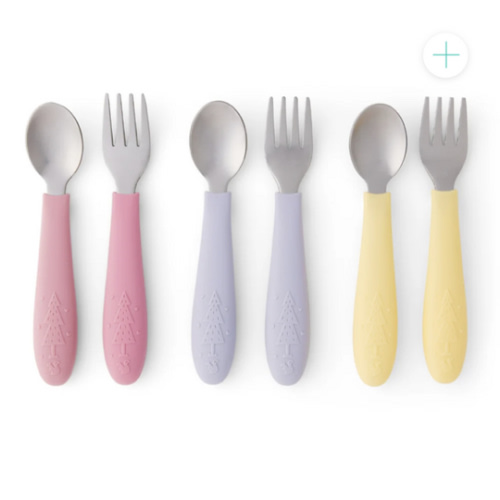 Babies/Toddler Stainless Steel Spoons + Forks with Silicone Handle