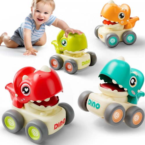 Toddler Dinosaur Toy Cars for 1 Year Old Boy, Press and Go Whistle Truck Car Toys for 1-3 Year Old, Birthday Gift for Baby 12-24 Months
