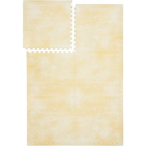 PopsyKosy Premium Baby Floor Play Mat - Thick & Cushioned 0.5 inch Playroom Foam Mat, Non-Toxic Odorless - 6 Tiles - Spacious 6x4 ft. - Stylish & Large, Waterproof for Kids & Toddlers - Champagne Yellow